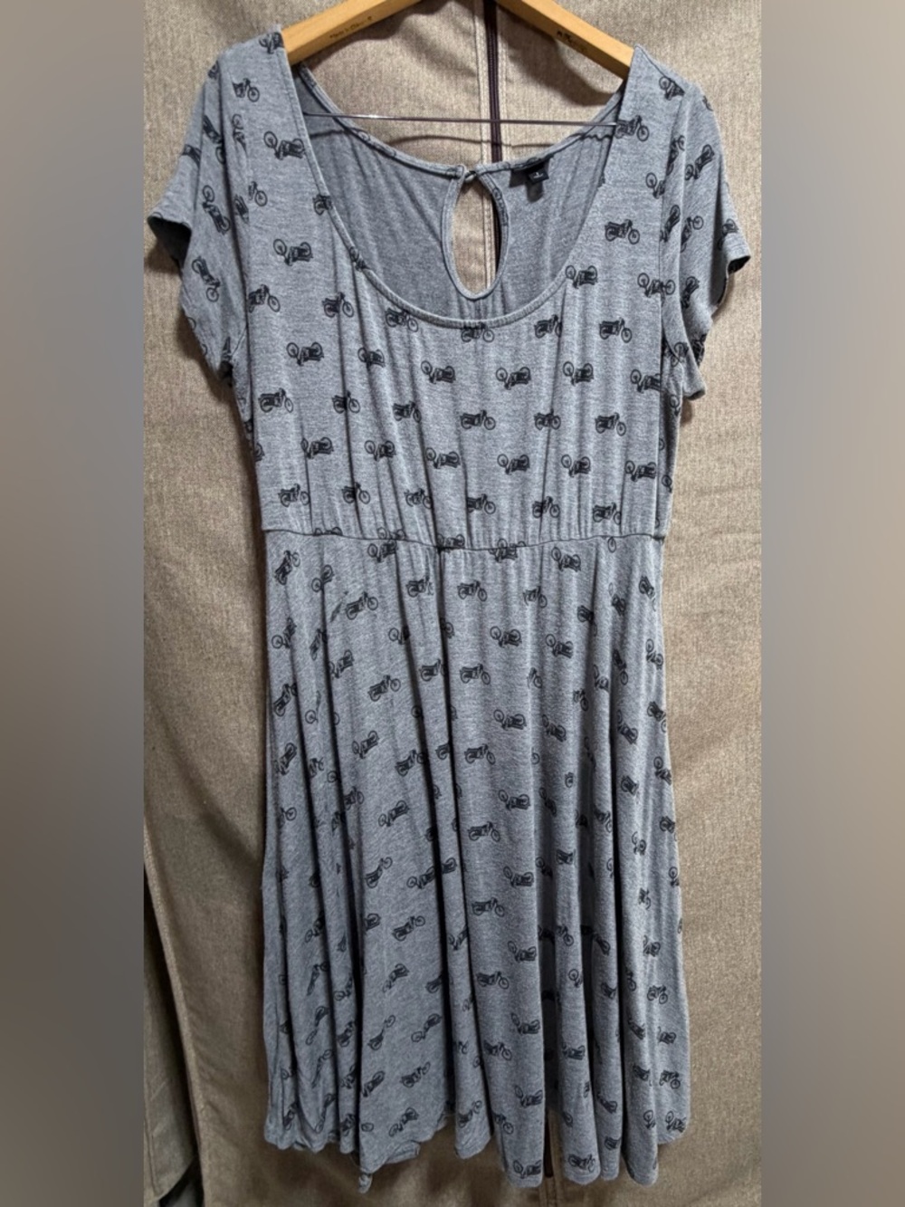 Women's Gray Motorcycle Print Tee Dress - Picture 3 of 8